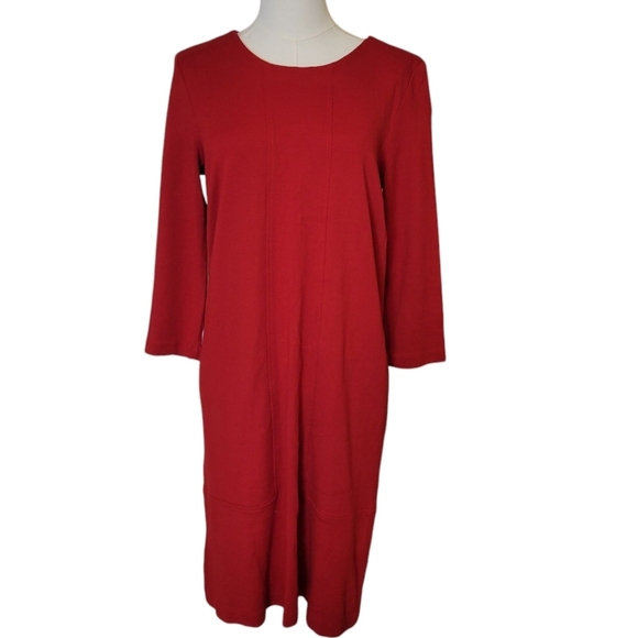 J. Jill Red Ponte Knit Shift Dress Size Small - Picture 2 of 5
